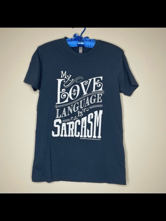 Next Level Apparel Tops - Next Level Apparel Navy “My Love Language is Sarcasm” Graphic Tee